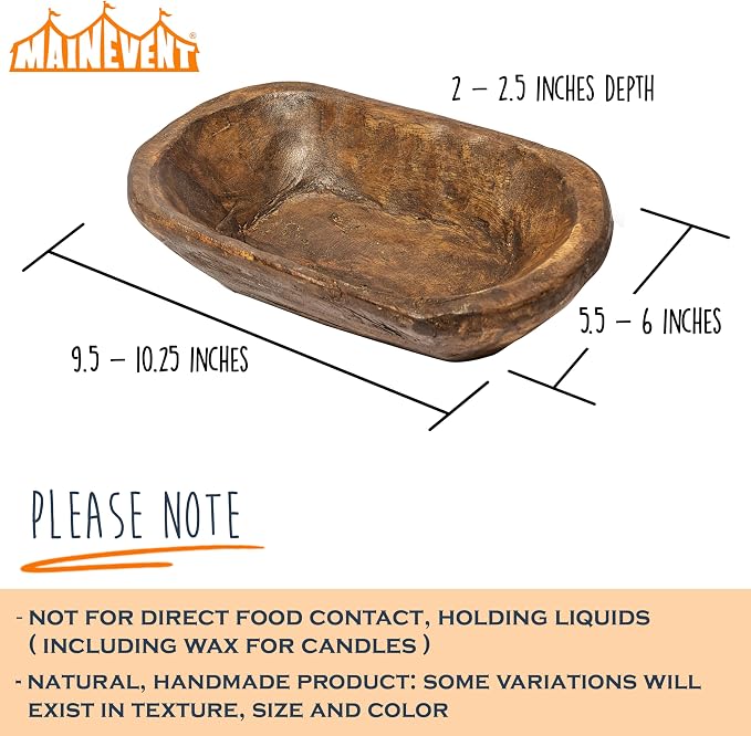 Decorative Bowl Home Decor Approx 10 Inch, Hand Crafted Spanish Oak | Made in - Image 3