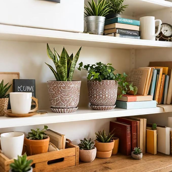 Gepege Ceramic Plant Pots, 6 Inch Indoor Planters - Image 4