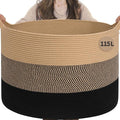 INDRESSME 115L Extra Large Woven Rope Blanket Basket Living Room | 23.6" x by INDRESSME