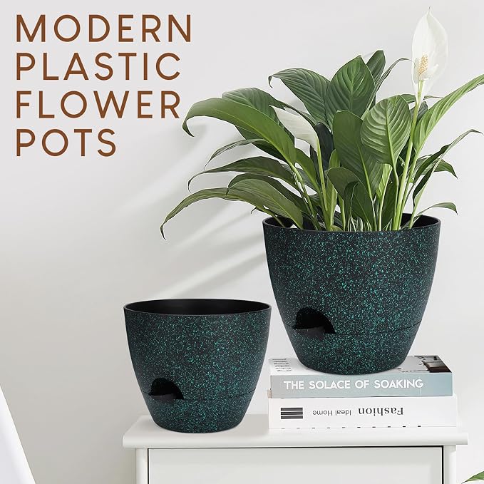 YNNICO Plant Pots 10/9/8/7.5/7 inch, Self Watering Planters - Image 6