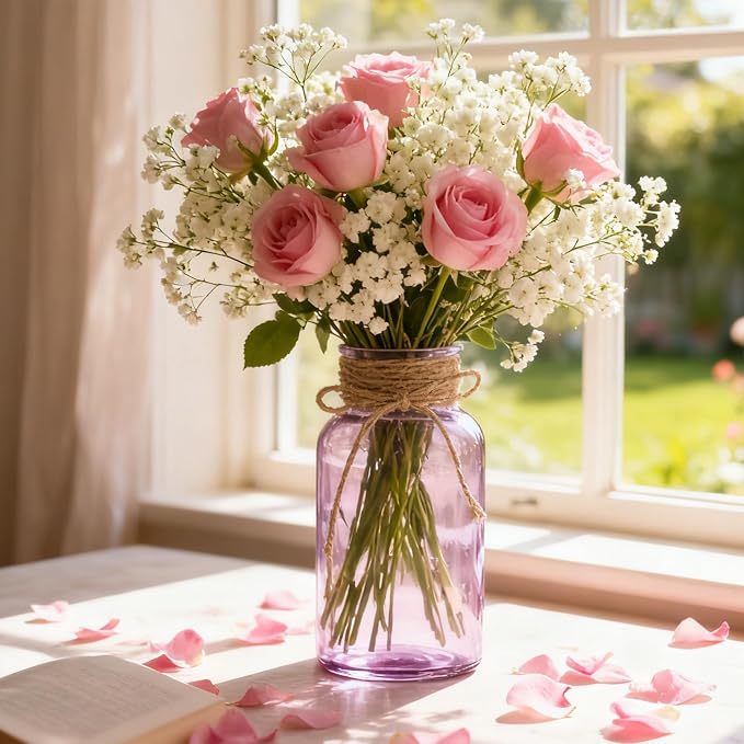 12 Pack Mason Jar Vases for Centerpieces, Wide Mouth Mason Jars - Image 3