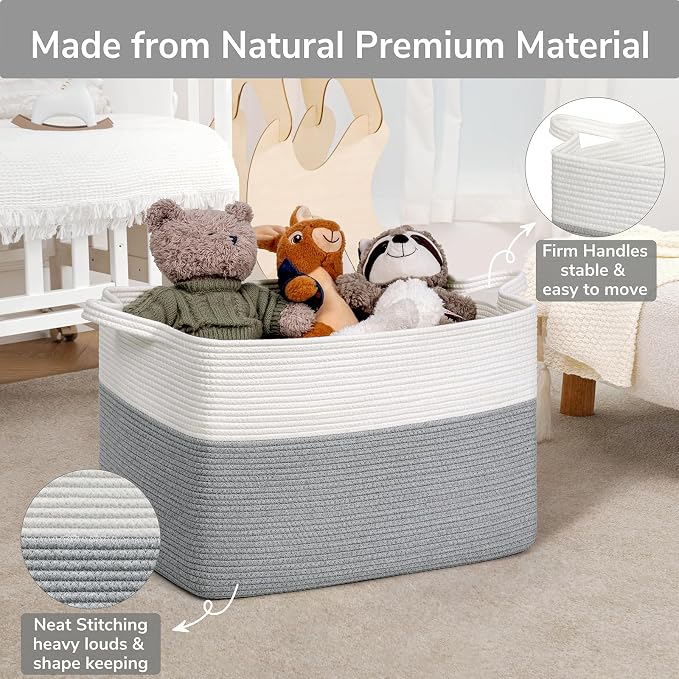 Goodpick 85L Large Woven Rope Blanket Basket, Living Room & Bedroom Organization - Image 6