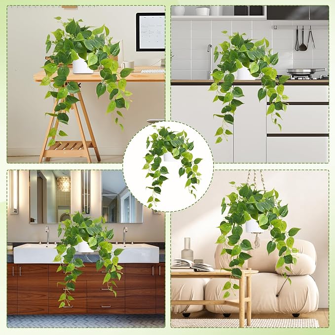 Fake Plants, Artificial Plants Indoor, Realistic Durable, Fake Pothos - Image 8