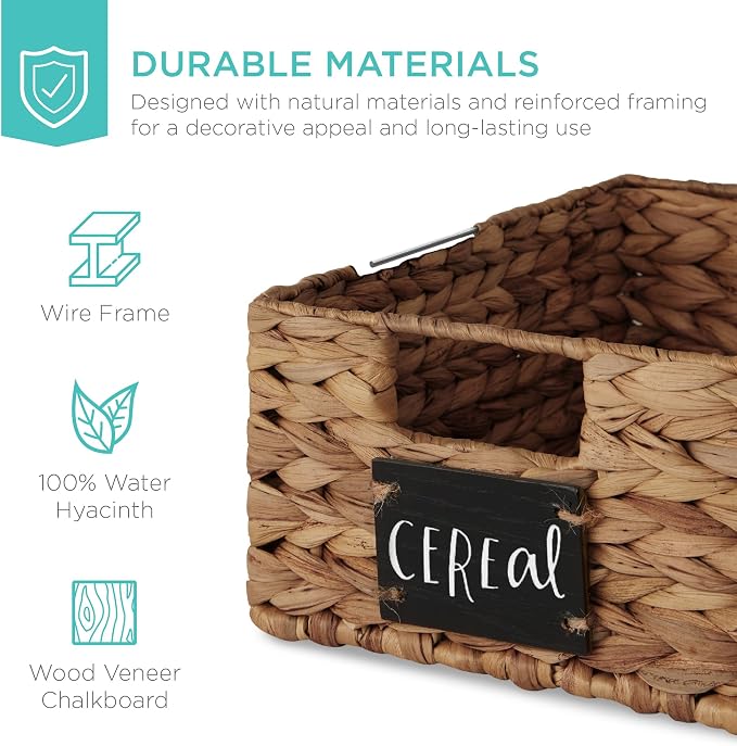 Best Choice Products Set of 4 9x12in Water Hyacinth Pantry Baskets, Woven - Image 5
