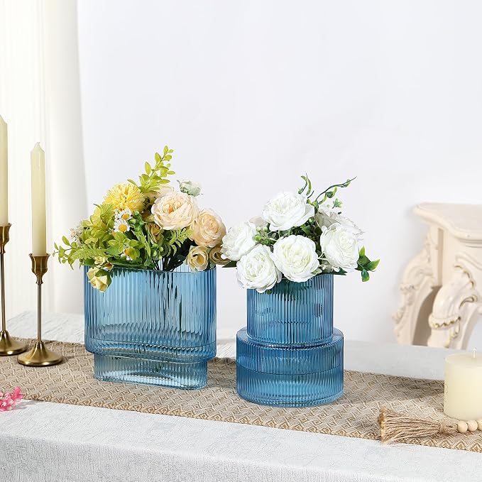 Blue Glass Vases, Modern Glass Vase - Image 2