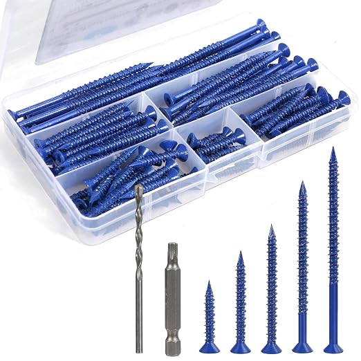 CHENGFIX Concrete Screws Kit, 5 Sizes, Flat Head, Torx Drive, by Unknown