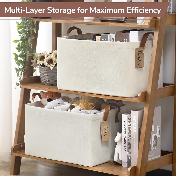 CHICVITA 4 Pack Large Fabric Storage Baskets - Image 6