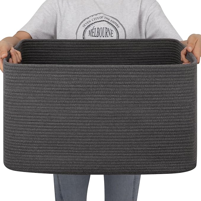 OIAHOMY Large Blanket Basket, Storage Basket by MasterofSpaceOptimization