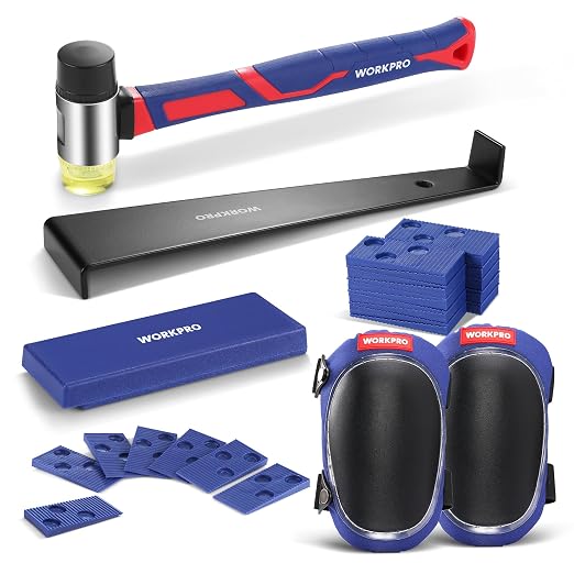 WORKPRO Laminate Flooring Installation Kit, Knee Pads, Heavy Duty Pull Bar by WORKPRO