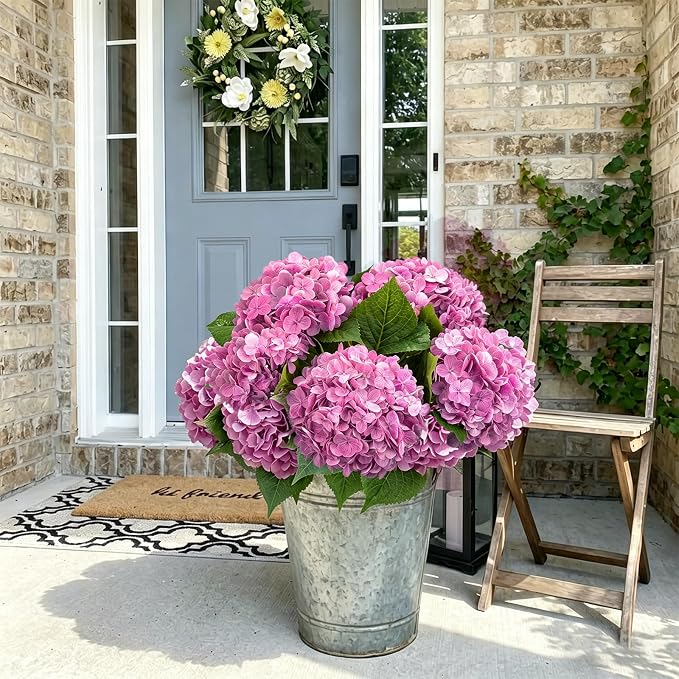 Pink Rose Red Hydrangea Artificial Flowers, Faux Hydrangea Flowers Outdoors - Image 2