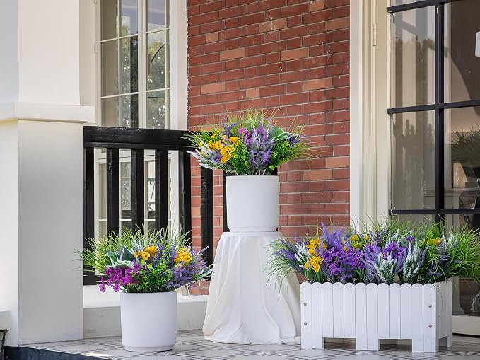 25PCS Artificial Plants Outdoor, Faux Lavender Flower Greenery Stem Outside | - Image 3