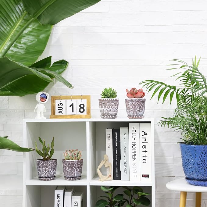 Gepege Ceramic Succulent Pots, 4 Inch Small Plant Pots - Image 4