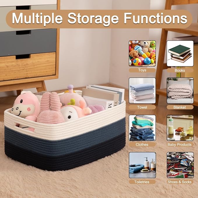 OIASKET Large Storage Basket for Organizing, Woven Rope Basket for Shelves - Image 3