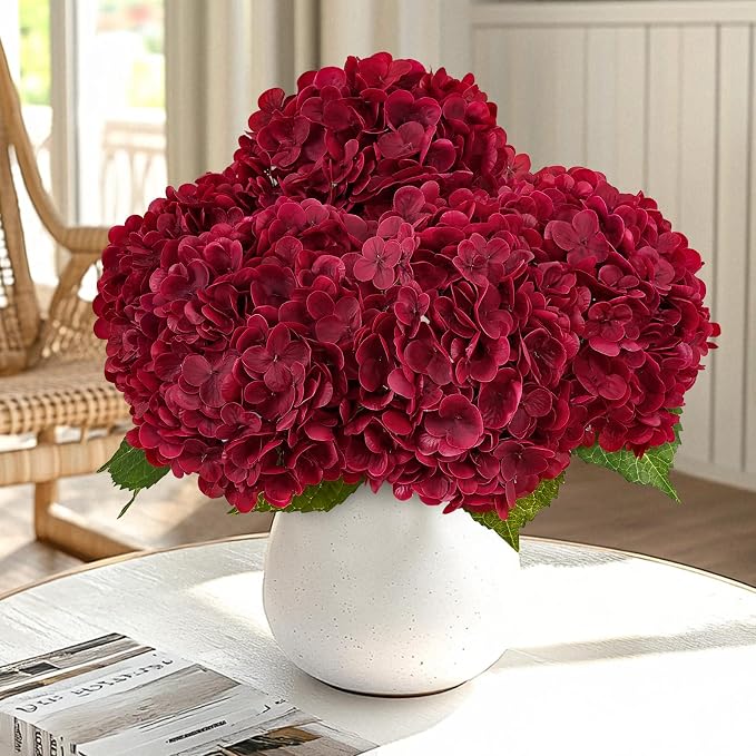 3Pcs 21in Latex Real Touch Hydrangea Artificial Flowers | Lifelike Large - Image 6