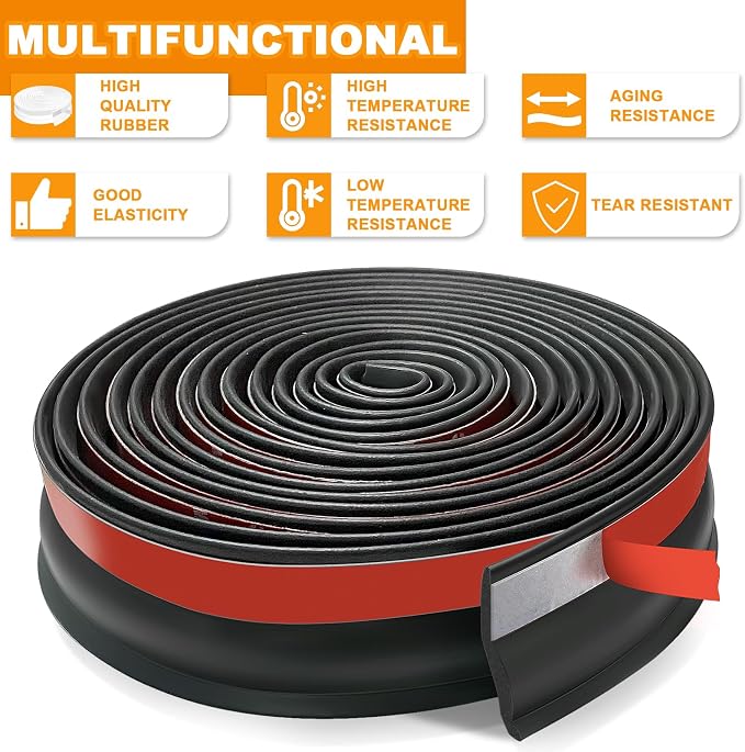 Garage Door Bottom Seal Strip, 20ft Weatherproof Rubber Door Threshold Seal | - Image 4