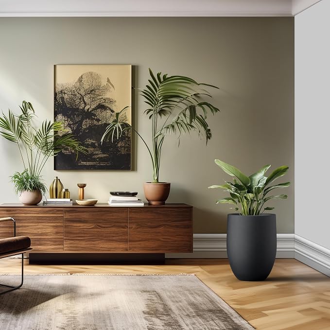 Kante Large Round Bullet Black Concrete Planter 21.7" Tall, Outdoor | Rubber - Image 6