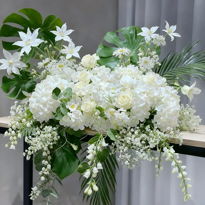 120Pcs White Hydrangea Artificial Flowers Bulk，Realistic Silk Fake Flowers - Image 6