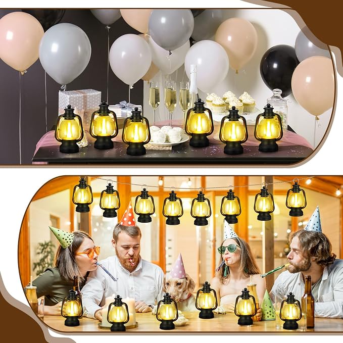 Ferraycle 6 Pcs Mini Lanterns 6 Inch Black Lamp Table Decor | Western Cowboy - Image 5
