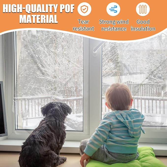 62×433in Window Insulation Kit for Winter- Indoor 10-Window Plastic for - Image 6