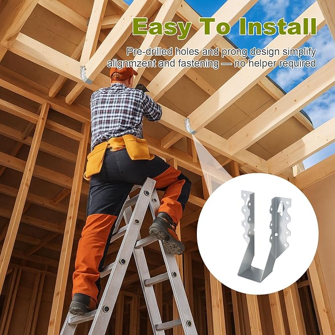 25 Pcs 2x8 Face Mount Joist Hangers, 20 Gauge Galvanized Joist Hangers - Image 6