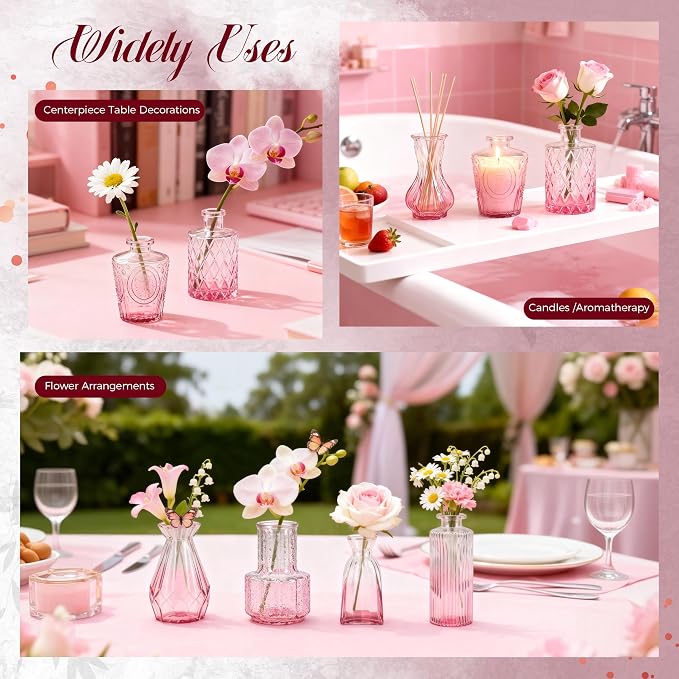Der Rose 12pcs Glass Bud Vases, secure protective packaging, elegant vintage - Image 7