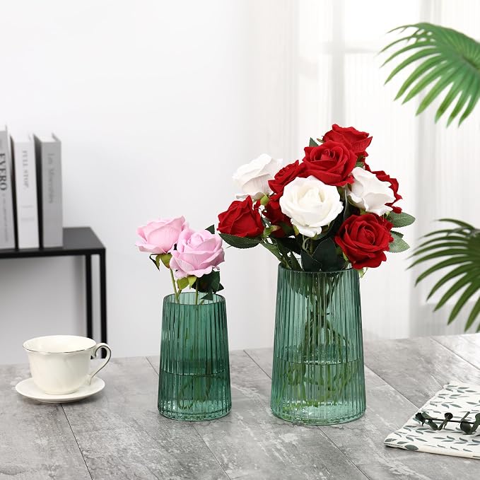Ribbed Flower Vases Set of 2, Flower Vase - Image 4