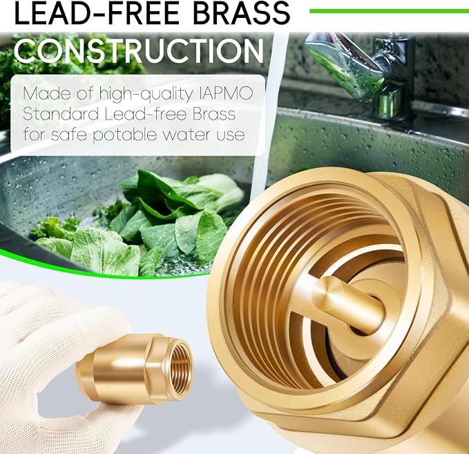 One Way Brass In-Line Check Valve 3/4 Inch IPS, In Line Water Hose Check Valve - Image 5