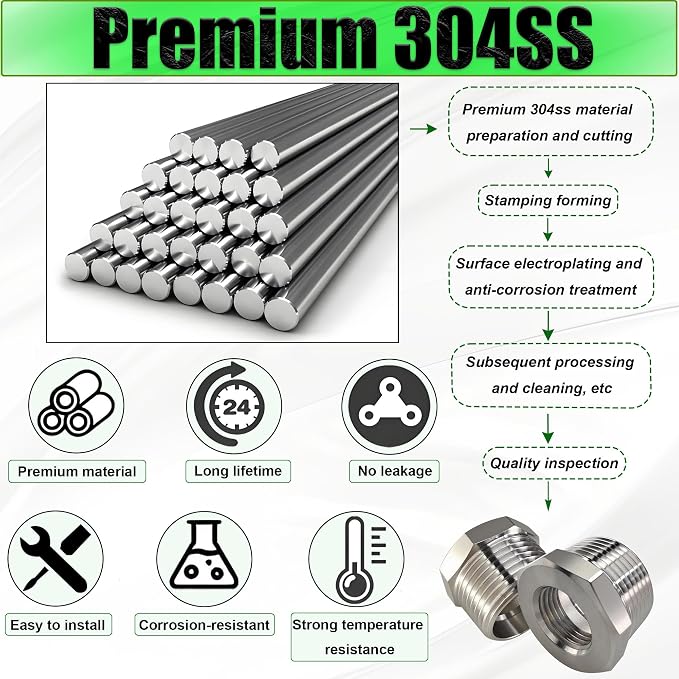 2 Pcs 304 Stainless Steel 3/4" Male to 1/4" Female Reducer Bushing, 3/4 Inch - Image 3