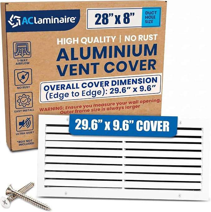 28x8 Aluminum Wall Ceiling Air Return Vent Cover HVAC Rustproof Grille by ACLAMINAIRE