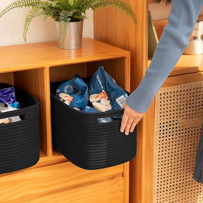 OIAHOMY 4 Pack Storage Baskets for Organizing 15L Cube Storage Bins Black | - Image 3