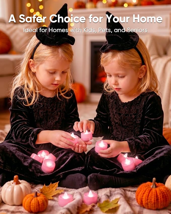 Homemory 12-Pack Pink Flameless Battery Tealight Candles, 200+ Hours | - Image 7