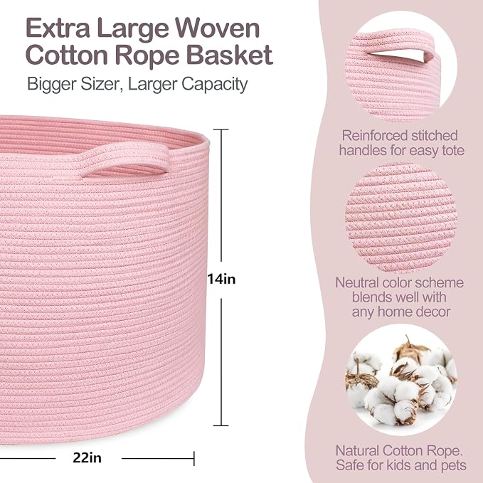 Extra Large Pink Basket, Blanket Storage - Image 2