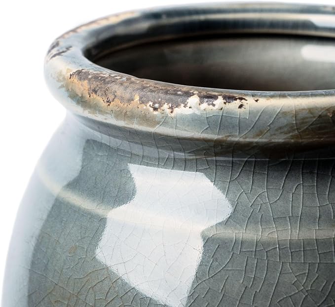 VICTOR & TERESA Rustic Large Blue and Grey Vase - Image 6
