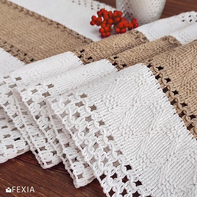 Boho Table Runner for Fall Home Decor 12x72 Burlap - Image 3
