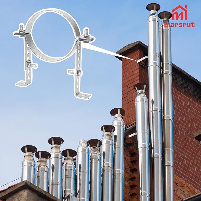 6 Inch Adjustable Vent Wall Strap, Chimney Pipe Support Bracket, Duct Hanger - Image 6