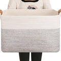 OIAHOMY Large Blanket Basket, 65L Cotton Rope Woven Laundry Basket, Toy Bin by MasterofSpaceOptimization