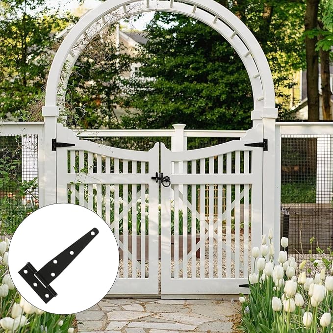 4 Pack 5 Inch T Strap Hinges Heavy Duty Black Outdoor Tee Hinge | Shed Door - Image 5