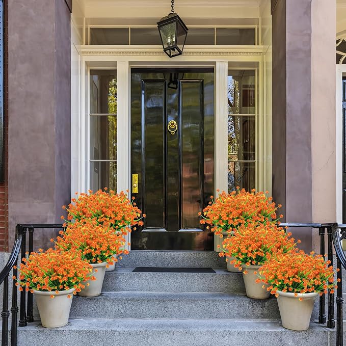 AGIRL Artificial Fall Flowers Fake Mums Outdoor, Faux Plant Porch Decor Home | - Image 4