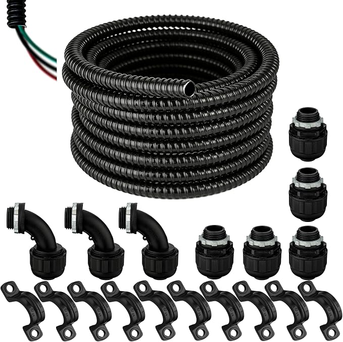 eflyefly Black Flex Liquid Tight Conduit 1/2 Non Metallic Flexible Electrical by Unknown