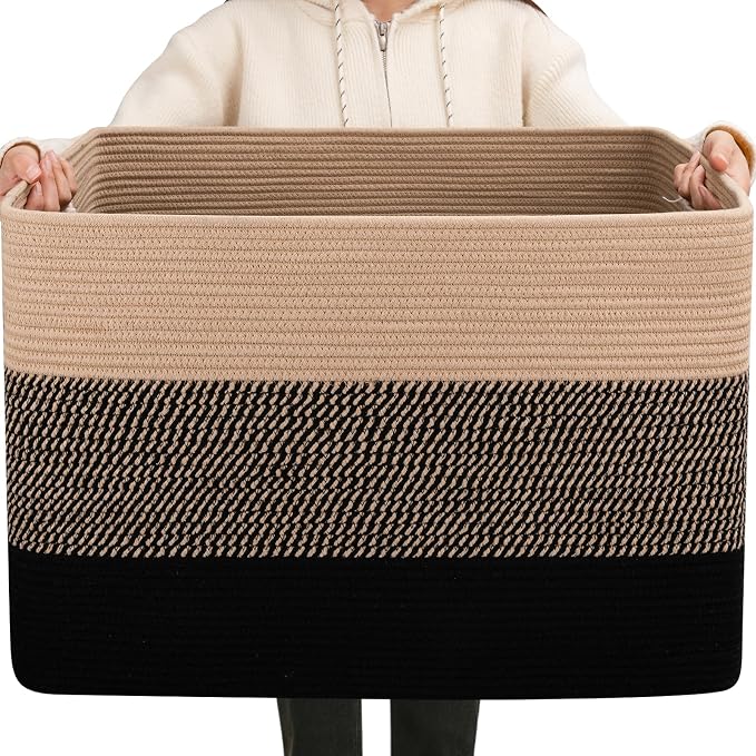 OIAHOMY 108L Extra Large Blanket Basket Dog Toy Basket Yellow and Black | by MasterofSpaceOptimization