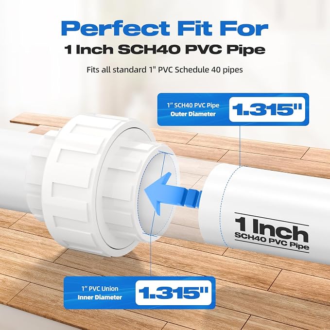 10 PCS 1" PVC Union Coupling Pipe Fitting, Slip Joint Adapter PVC Connectors - Image 3