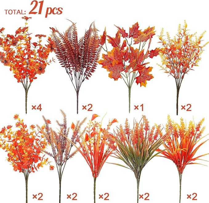 21 Bundles 9 Styles Artificial Fall Flowers - Image 2