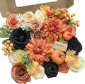 FACINOC Roses Artificial Flowers Fall Orange Black Bouquet Combo by FACINOC