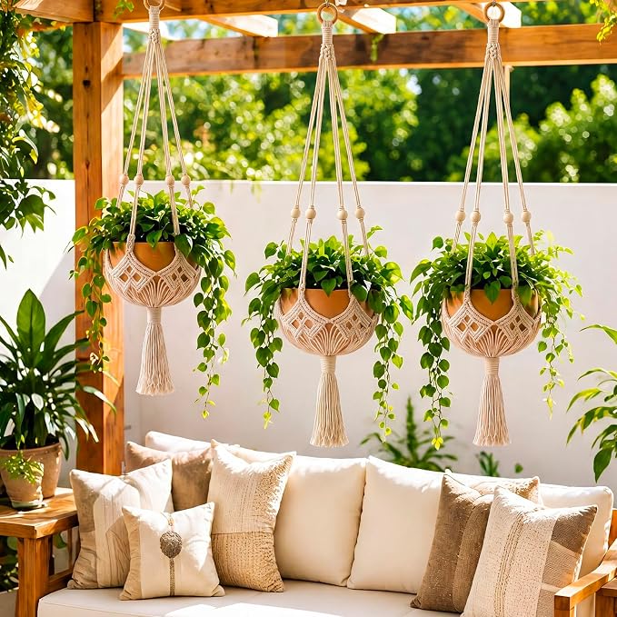 Shappy 3 Pack Boho Macrame Plant Hanger - Image 6