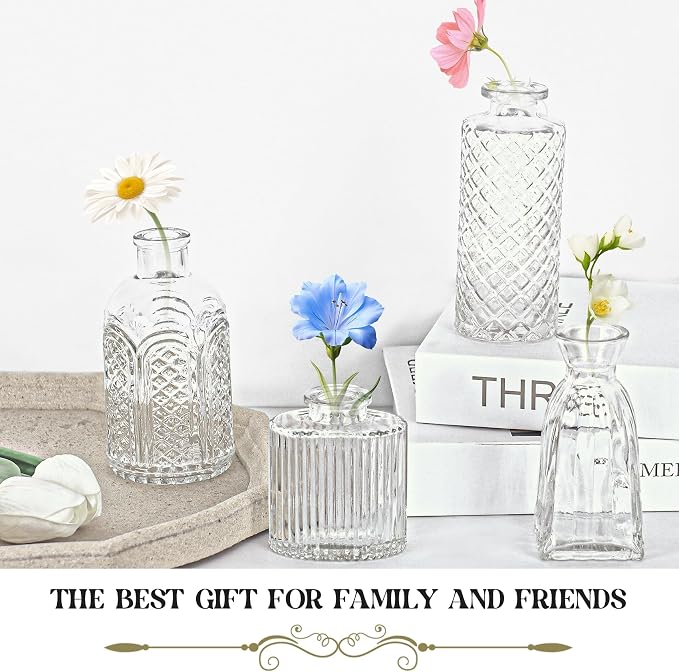 Set of 24 Glass Bud Vase Set, Small Vintage Clear Flower Vase Centerpieces - Image 4