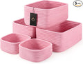 5-Pack Small Woven Rope Storage Baskets, 2 Sizes Organizer Bins | Fabric Cube by Unknown