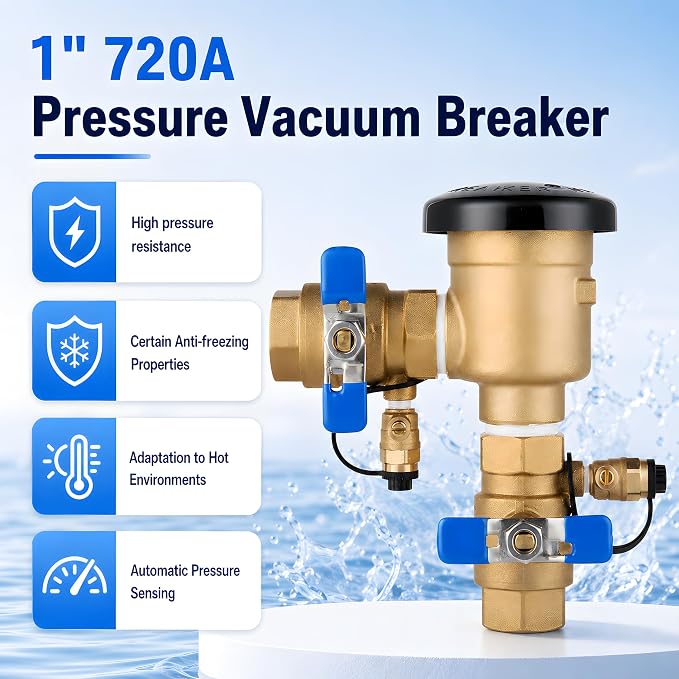 1 Inch Backflow Preventer, Pressure Vacuum Breaker Assembly, Heavy Duty Brass - Image 5