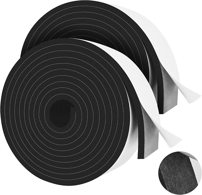 20Ft Self Adhesive Foam Seal Strips 2In x 1/4In x 10Ft Each Roll Weatherstrips by MYFAMIREA