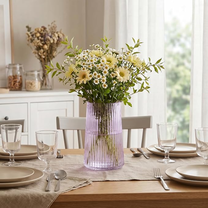Purple Glass Vase for Flower, Flower Vase for Bouquet, Modern Glass Vases - Image 6