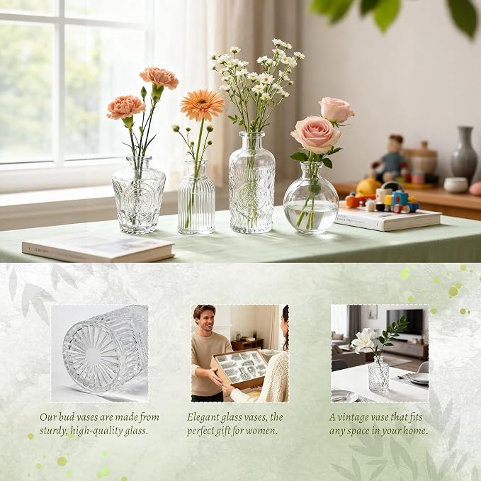 Der Rose 20pcs Glass Bud Vases, eye-catching light reflection, thick sturdy - Image 5
